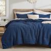 imageBedsure Waffle Comforter Set King Beige Soft Bedding Waffle Weave Bed Set 3 Pieces 1 Comforter 104quotx90quot and 2 Pillow Shams Cotton Shell and Polyester Lining for All Seasons10  Navy