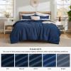 imageBedsure Waffle Comforter Set King Beige Soft Bedding Waffle Weave Bed Set 3 Pieces 1 Comforter 104quotx90quot and 2 Pillow Shams Cotton Shell and Polyester Lining for All Seasons10  Navy