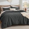 imageBedsure Waffle Comforter Set King Beige Soft Bedding Waffle Weave Bed Set 3 Pieces 1 Comforter 104quotx90quot and 2 Pillow Shams Cotton Shell and Polyester Lining for All Seasons06  Charcoal
