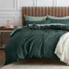 imageBedsure Waffle Comforter Set King Beige Soft Bedding Waffle Weave Bed Set 3 Pieces 1 Comforter 104quotx90quot and 2 Pillow Shams Cotton Shell and Polyester Lining for All Seasons03  Forest Green