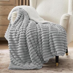 imageBedsure Sherpa Throw Blanket for Couch  Super Soft Cozy Fleece Thick Warm Blanket for Winter GentleSoft Plush ampamp Fluffy Throw Gift for Women Room Decor Grey 50x60 Inches03  Grey
