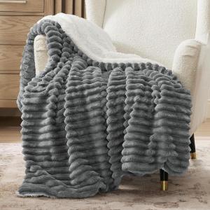 imageBedsure Sherpa Throw Blanket for Couch  Super Soft Cozy Fleece Thick Warm Blanket for Winter GentleSoft Plush ampamp Fluffy Throw Gift for Women Room Decor Grey 50x60 Inches03  Dark Grey