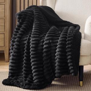 imageBedsure Sherpa Throw Blanket for Couch  Super Soft Cozy Fleece Thick Warm Blanket for Winter GentleSoft Plush ampamp Fluffy Throw Gift for Women Room Decor Grey 50x60 Inches03  Black