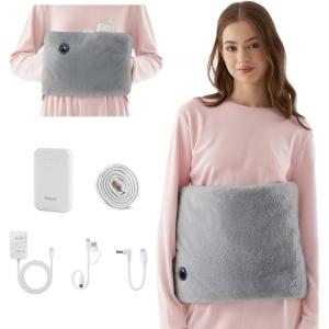 imageBedsure 2in1 Heating Pad ampamp Power Bank  Portable Cordless Electric Heat Mat for Women Delivering Continuous Comfort 410H Battery Life for Warmth 6 Heat Levels Faux Fur Grey 125x19 in01  Faux Fur Grey