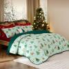 imageBedsure Floral Quilt Set Queen  Reversible Olive Green Botanical Quilt Bedding Set 3 Pieces Lightweight Bedspread Soft Microfiber Coverlet with 2 Pillow Shams for All Seasons 90quotx96quot27  Christmas Reindeer