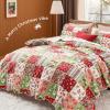 imageBedsure Floral Quilt Set Queen  Reversible Olive Green Botanical Quilt Bedding Set 3 Pieces Lightweight Bedspread Soft Microfiber Coverlet with 2 Pillow Shams for All Seasons 90quotx96quot24  Christmas Red