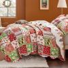 imageBedsure Floral Quilt Set Queen  Reversible Olive Green Botanical Quilt Bedding Set 3 Pieces Lightweight Bedspread Soft Microfiber Coverlet with 2 Pillow Shams for All Seasons 90quotx96quot24  Christmas Red