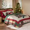 imageBedsure Floral Quilt Set Queen  Reversible Olive Green Botanical Quilt Bedding Set 3 Pieces Lightweight Bedspread Soft Microfiber Coverlet with 2 Pillow Shams for All Seasons 90quotx96quot25  Christmas Tree