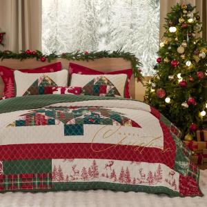 imageBedsure Floral Quilt Set Queen  Reversible Olive Green Botanical Quilt Bedding Set 3 Pieces Lightweight Bedspread Soft Microfiber Coverlet with 2 Pillow Shams for All Seasons 90quotx96quot25  Christmas Tree