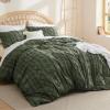 imageBedsure Pink Duvet Cover Queen Size with Bowknot Jacquard Design Soft and Elegant Boho Bedding Set Luxurious Craftsmanship for a Stylish BedroomIncludes 1 90quotx90quot Duvet Cover ampamp 2 Pillow Shams03  Olive Green  Elegant No Comforter