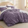 imageBedsure Pink Duvet Cover Queen Size with Bowknot Jacquard Design Soft and Elegant Boho Bedding Set Luxurious Craftsmanship for a Stylish BedroomIncludes 1 90quotx90quot Duvet Cover ampamp 2 Pillow Shams14  Grayish Purple  Elegant No Comforter
