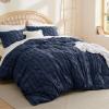 imageBedsure Pink Duvet Cover Queen Size with Bowknot Jacquard Design Soft and Elegant Boho Bedding Set Luxurious Craftsmanship for a Stylish BedroomIncludes 1 90quotx90quot Duvet Cover ampamp 2 Pillow Shams12  Navy  Elegant No Comforter