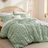 imageBedsure Pink Duvet Cover Queen Size with Bowknot Jacquard Design Soft and Elegant Boho Bedding Set Luxurious Craftsmanship for a Stylish BedroomIncludes 1 90quotx90quot Duvet Cover ampamp 2 Pillow Shams06  Light Green  Elegant No Comforter