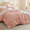 imageBedsure Pink Duvet Cover Queen Size with Bowknot Jacquard Design Soft and Elegant Boho Bedding Set Luxurious Craftsmanship for a Stylish BedroomIncludes 1 90quotx90quot Duvet Cover ampamp 2 Pillow Shams16  Pink  Elegant No Comforter
