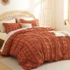 imageBedsure Pink Duvet Cover Queen Size with Bowknot Jacquard Design Soft and Elegant Boho Bedding Set Luxurious Craftsmanship for a Stylish BedroomIncludes 1 90quotx90quot Duvet Cover ampamp 2 Pillow Shams05  Terracotta  Elegant No Comforter