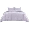 imageBedsure Queen Comforter Set with Sheet  4 Pieces Soft Navy Blue Bedding Grid Pinch Pleat All Season Lightweight Fluffy Bed Set with Solid Boho Comforter Pillowcases ampamp Sheet03  Lavender No Flat Sheet