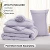imageBedsure Queen Comforter Set with Sheet  4 Pieces Soft Navy Blue Bedding Grid Pinch Pleat All Season Lightweight Fluffy Bed Set with Solid Boho Comforter Pillowcases ampamp Sheet03  Lavender No Flat Sheet