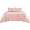 imageBedsure Queen Comforter Set with Sheet  4 Pieces Soft Navy Blue Bedding Grid Pinch Pleat All Season Lightweight Fluffy Bed Set with Solid Boho Comforter Pillowcases ampamp Sheet04  Light Pink No Flat Sheet