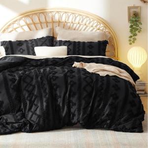 imageBedsure Pink Duvet Cover Queen Size with Bowknot Jacquard Design Soft and Elegant Boho Bedding Set Luxurious Craftsmanship for a Stylish BedroomIncludes 1 90quotx90quot Duvet Cover ampamp 2 Pillow Shams15  Black  Elegant No Comforter