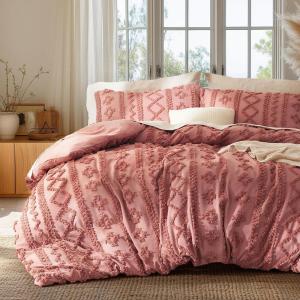 imageBedsure Pink Duvet Cover Queen Size with Bowknot Jacquard Design Soft and Elegant Boho Bedding Set Luxurious Craftsmanship for a Stylish BedroomIncludes 1 90quotx90quot Duvet Cover ampamp 2 Pillow Shams13  Light Pink  Elegant No Comforter