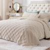 imageBedsure Fluffy Comforter Set Queen Dark Grey Crystal Fleece Bedding Set Luxury Soft Warm Bedding for All Season 3 Pieces 1 Comforter 90quot x 90quot and 2 Pillow Shams 20quotx 26quot02  Beige