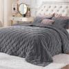 imageBedsure Fluffy Comforter Set Queen Dark Grey Crystal Fleece Bedding Set Luxury Soft Warm Bedding for All Season 3 Pieces 1 Comforter 90quot x 90quot and 2 Pillow Shams 20quotx 26quot01  Dark Grey
