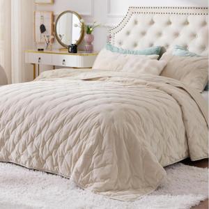 imageBedsure Fluffy Comforter Set Queen Dark Grey Crystal Fleece Bedding Set Luxury Soft Warm Bedding for All Season 3 Pieces 1 Comforter 90quot x 90quot and 2 Pillow Shams 20quotx 26quot02  Beige