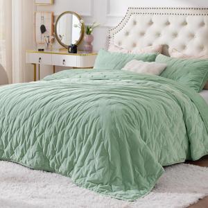 imageBedsure Fluffy Comforter Set Queen Dark Grey Crystal Fleece Bedding Set Luxury Soft Warm Bedding for All Season 3 Pieces 1 Comforter 90quot x 90quot and 2 Pillow Shams 20quotx 26quot03  Sage Green