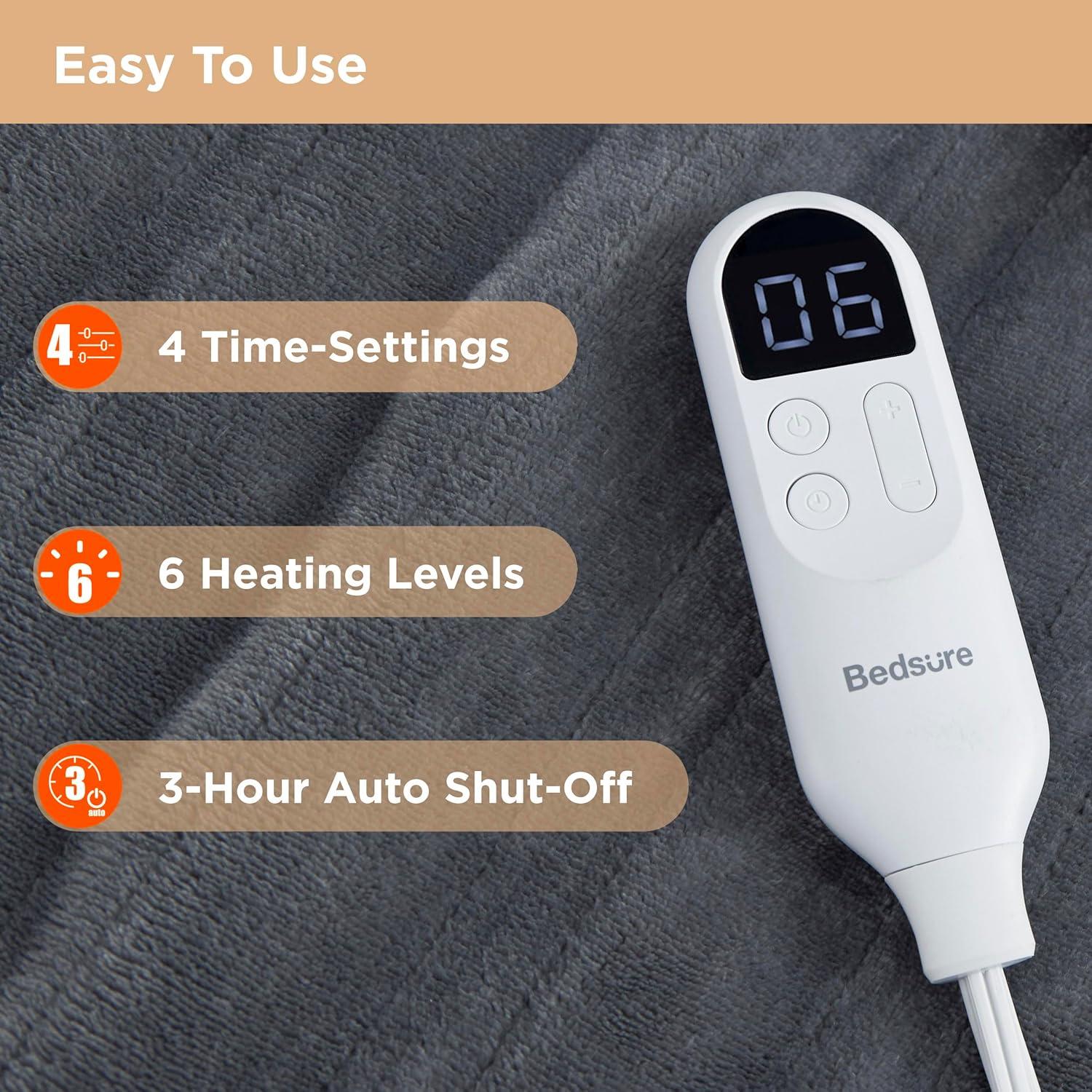 imageBedsure Wearable Heated Blanket with Foot Pocket  Electric Snuggle Blanket for Adult with Sleeves Winter Gifts for Mom Women Girlfriend Warm Sherpa Heating Throw Auto Shut Off 50 x 7118quot Cream08  Grey