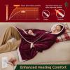 imageBedsure Wearable Heated Blanket with Foot Pocket  Electric Snuggle Blanket for Adult with Sleeves Winter Gifts for Mom Women Girlfriend Warm Sherpa Heating Throw Auto Shut Off 50 x 7118quot Cream04  Burgundy