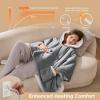 imageBedsure Wearable Heated Blanket with Foot Pocket  Electric Snuggle Blanket for Adult with Sleeves Winter Gifts for Mom Women Girlfriend Warm Sherpa Heating Throw Auto Shut Off 50 x 7118quot Cream01  Grey