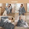 imageBedsure Wearable Heated Blanket with Foot Pocket  Electric Snuggle Blanket for Adult with Sleeves Winter Gifts for Mom Women Girlfriend Warm Sherpa Heating Throw Auto Shut Off 50 x 7118quot Cream01  Grey