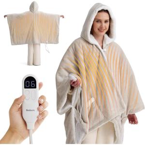 imageBedsure Wearable Heated Blanket with Foot Pocket  Electric Snuggle Blanket for Adult with Sleeves Winter Gifts for Mom Women Girlfriend Warm Sherpa Heating Throw Auto Shut Off 50 x 7118quot Cream03  Cream