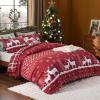 imageBedsure Christmas Duvet Cover Queen  Christmas Bedding Set Reversible Buffalo Check Printed Plaid Duvet Cover 3 Pieces Bedding Set with 2 Pillow Shams Queen Snowflake and Reindeer05  Snowflake and Reindeer No Comforter
