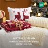 imageBedsure Christmas Duvet Cover Queen  Christmas Bedding Set Reversible Buffalo Check Printed Plaid Duvet Cover 3 Pieces Bedding Set with 2 Pillow Shams Queen Snowflake and Reindeer08  Red Forest No Comforter