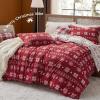 imageBedsure Christmas Duvet Cover Queen  Christmas Bedding Set Reversible Buffalo Check Printed Plaid Duvet Cover 3 Pieces Bedding Set with 2 Pillow Shams Queen Snowflake and Reindeer04  Snowflake No Comforter