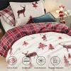 imageBedsure Christmas Duvet Cover Queen  Christmas Bedding Set Reversible Buffalo Check Printed Plaid Duvet Cover 3 Pieces Bedding Set with 2 Pillow Shams Queen Snowflake and Reindeer01  Reindeer No Comforter