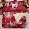 imageBedsure Christmas Duvet Cover Queen  Christmas Bedding Set Reversible Buffalo Check Printed Plaid Duvet Cover 3 Pieces Bedding Set with 2 Pillow Shams Queen Snowflake and Reindeer08  Red Forest No Comforter
