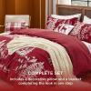 imageBedsure Christmas Duvet Cover Queen  Christmas Bedding Set Reversible Buffalo Check Printed Plaid Duvet Cover 3 Pieces Bedding Set with 2 Pillow Shams Queen Snowflake and Reindeer08  Red Forest No Comforter
