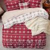 imageBedsure Christmas Duvet Cover Queen  Christmas Bedding Set Reversible Buffalo Check Printed Plaid Duvet Cover 3 Pieces Bedding Set with 2 Pillow Shams Queen Snowflake and Reindeer04  Snowflake No Comforter