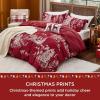 imageBedsure Christmas Duvet Cover Queen  Christmas Bedding Set Reversible Buffalo Check Printed Plaid Duvet Cover 3 Pieces Bedding Set with 2 Pillow Shams Queen Snowflake and Reindeer08  Red Forest No Comforter