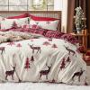 imageBedsure Christmas Duvet Cover Queen  Christmas Bedding Set Reversible Buffalo Check Printed Plaid Duvet Cover 3 Pieces Bedding Set with 2 Pillow Shams Queen Snowflake and Reindeer01  Reindeer No Comforter