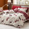 imageBedsure Christmas Duvet Cover Queen  Christmas Bedding Set Reversible Buffalo Check Printed Plaid Duvet Cover 3 Pieces Bedding Set with 2 Pillow Shams Queen Snowflake and Reindeer01  Reindeer No Comforter