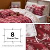imageBedsure Christmas Duvet Cover Queen  Christmas Bedding Set Reversible Buffalo Check Printed Plaid Duvet Cover 3 Pieces Bedding Set with 2 Pillow Shams Queen Snowflake and Reindeer04  Snowflake No Comforter