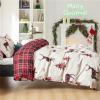 imageBedsure Christmas Duvet Cover Queen  Christmas Bedding Set Reversible Buffalo Check Printed Plaid Duvet Cover 3 Pieces Bedding Set with 2 Pillow Shams Queen Snowflake and Reindeer01  Reindeer No Comforter