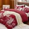 imageBedsure Christmas Duvet Cover Queen  Christmas Bedding Set Reversible Buffalo Check Printed Plaid Duvet Cover 3 Pieces Bedding Set with 2 Pillow Shams Queen Snowflake and Reindeer08  Red Forest No Comforter