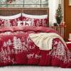 imageBedsure Christmas Duvet Cover Queen  Christmas Bedding Set Reversible Buffalo Check Printed Plaid Duvet Cover 3 Pieces Bedding Set with 2 Pillow Shams Queen Snowflake and Reindeer08  Red Forest No Comforter