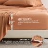 imageBedsure Deep Pocket Queen Sheets  6 Piece Prewashed UltraSoft Queen Sheet Set Fits Mattresses Up to 18 Inches Thick Breathable ampamp Secure Fit Hotel Luxury Bedding Light PinkBurnt Orange