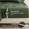 imageBedsure Deep Pocket Queen Sheets  6 Piece Prewashed UltraSoft Queen Sheet Set Fits Mattresses Up to 18 Inches Thick Breathable ampamp Secure Fit Hotel Luxury Bedding Light PinkOlive Green