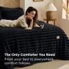 imageBedsure Gentlesoft 2in1 Queen Comforter Set and Detachable Fluffy Blanket Beige Bedding Set for All Season Use SnapTech Design for Space Saving Includes 2 Pillow Shams 2 Pillowcases04  Black